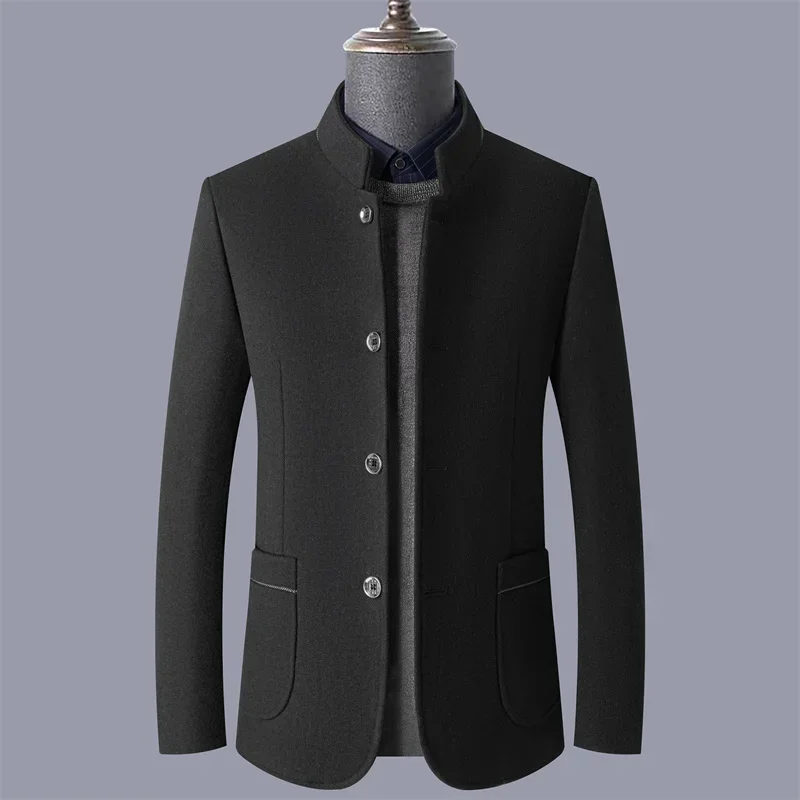 

2025.Men's Young And Middle-Aged Woolen Jackets High-Quality nd Winter Stand-Up Collar Woolen Overcoats