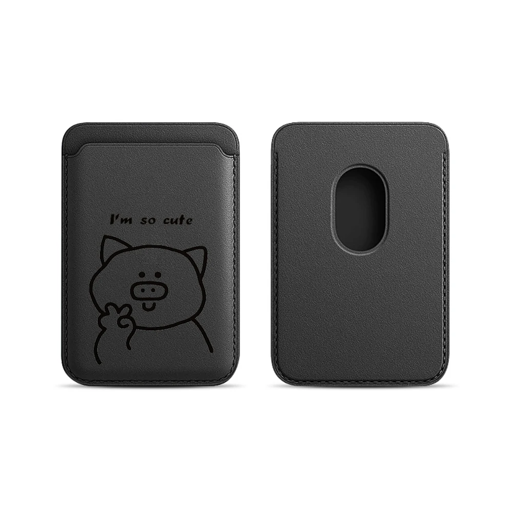 Einfache Leder-Kartenhülle mit Paar-Motiv für Magnetische Hüllen, Geeignet für alle iPhone Magsafe Karten-Handytaschen – Detail 9