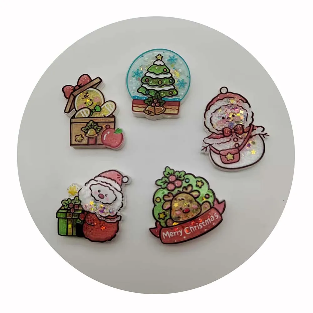 

Merry Christmas Resin Flatback Santa Planar Resin Crafts Custom Resin DIY Hair Bows Phone Decorations