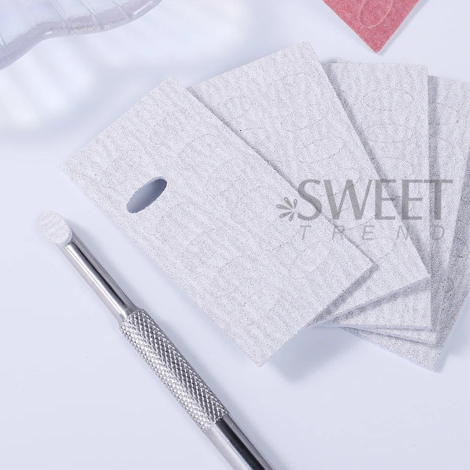 ダブルヘッドステンレス鋼キューティクルリムーバーネイルプッシャー自己粘着サンド 180 #   爪やすり 研磨サンドペーパーセット マニキュアツール