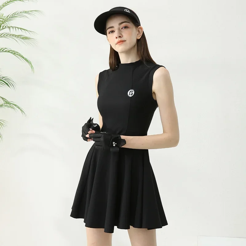 

Women's Golf Wear Dress Workout Luxury Black White Purple Slim Fit Tennis Badminton Outfit Gym Outdoor Activities Suit Elegant