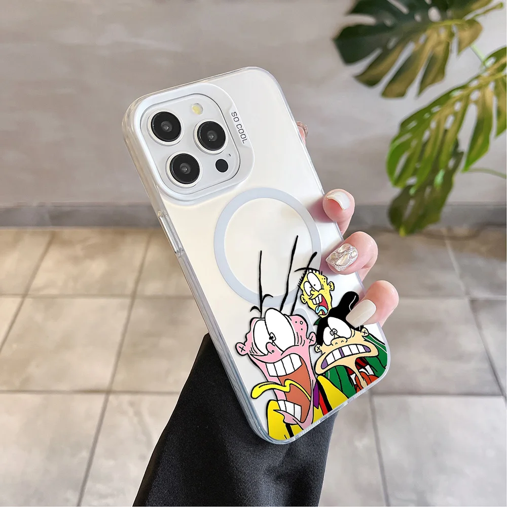 حافظة مغناطيسية كارتونية E-Ed Edd N Eddy Magsafe لهاتف آيفون 11 12 13 14 15 16 Pro Max Plus غطاء خلفي ناعم مطلي بالفضة ومضاد للسقوط