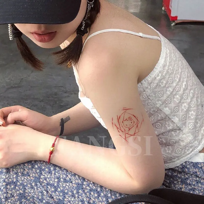 Rose Katie kleurrijke tattoo sticker schattig lief meisje arm sleutelbeen waterdicht schilderij mes carving Katie pure lust heet meisje