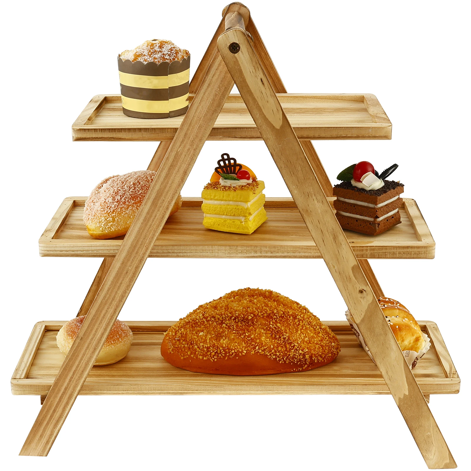 

3 Tiers Wooden ladder Stand for CupCake Dessert Snacks,Candy,Fruit Detachable holder Wedding Birthday home Party Display Rack
