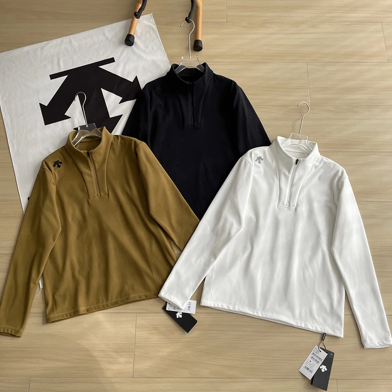 Casual solid color quick-drying sports half-zip top for men and women 2026 autumn fashion new style DESCENTE
