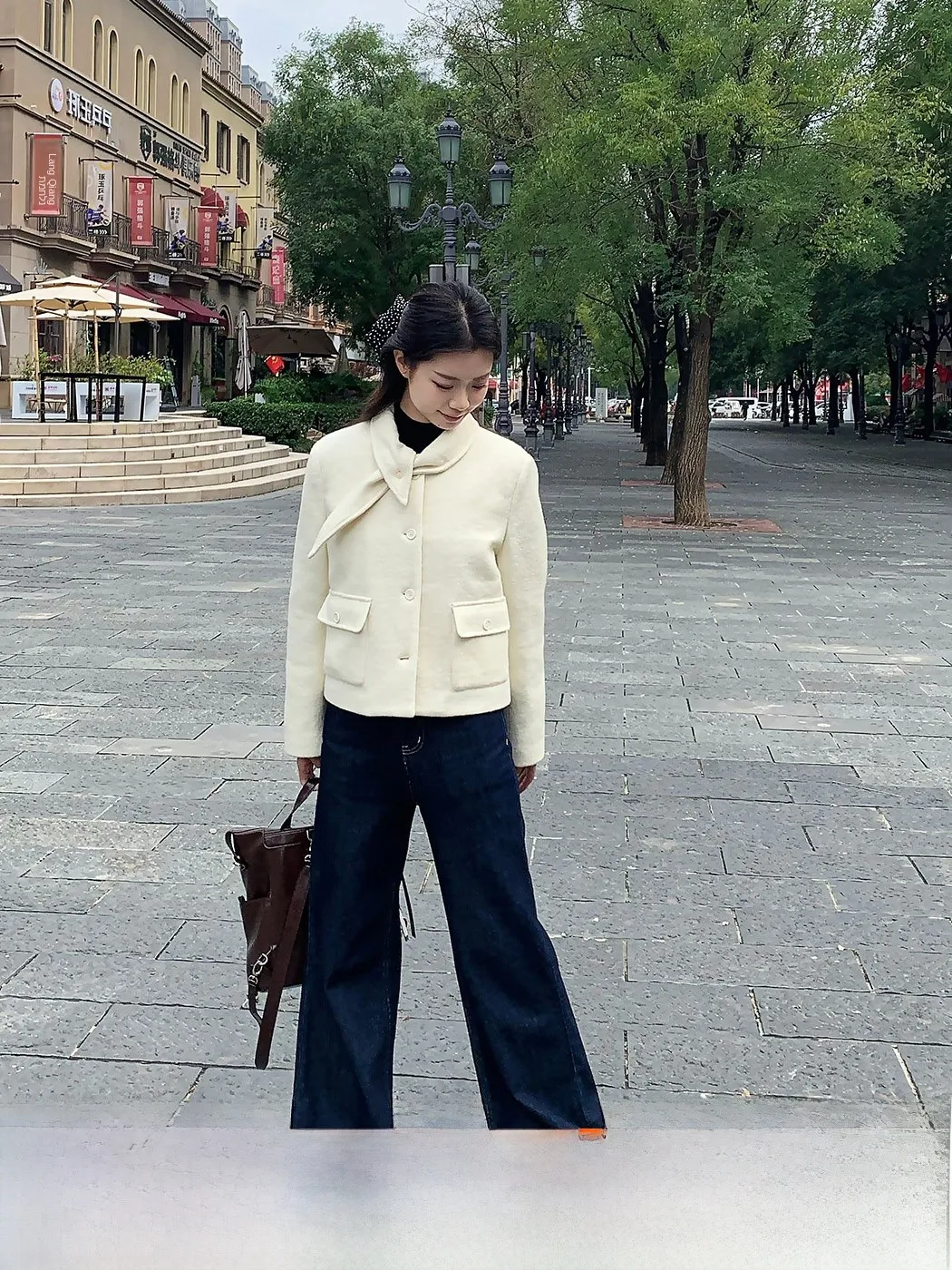 

Yaoii Casual Wide Leg Jeans Women's Loose Fit Straight Leg Jeans Spring Comfortable Loose Cuff Denim Pants Casual Cotton