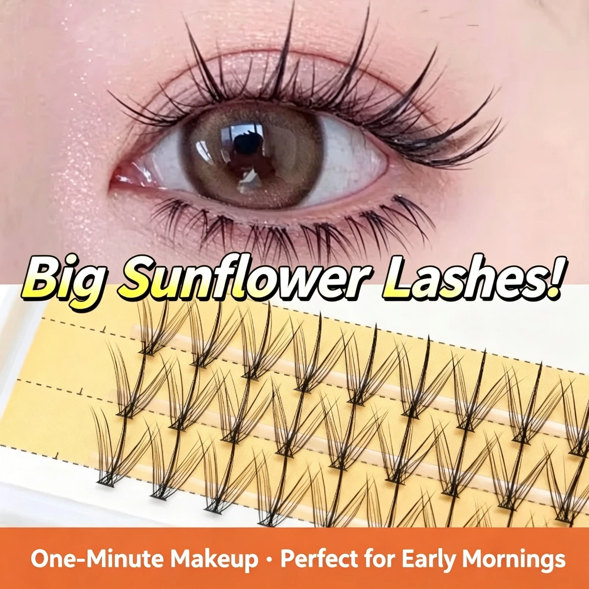 Grafting World Sunflower False Eyelashes Natural Simulation Fairy Sandwich Single Cluster Self-Adhesive Eyelashes