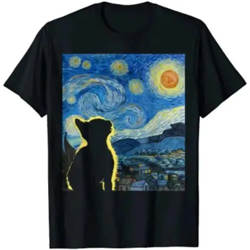 

Art Painting and Funny Cat T-Shirt Cute Animal Print Graphic Tee Tops Fashion