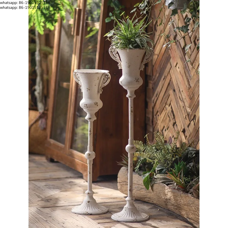 Vintage Style Tall Vase Decor Living Room Flower Arrangement Artistic White Vase Unique Home Decor Balcony Planter