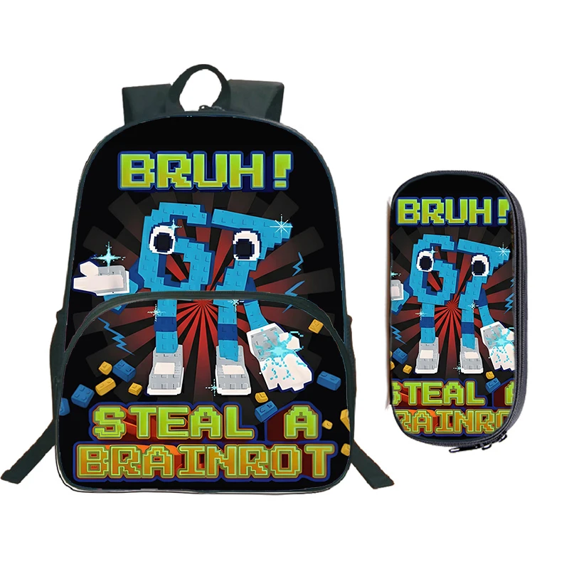 

Steal A Brainrot 67 Six Seven Backpacks for Boy and Girls 2PCS Set Funny Number Six Seven Children School Bags Outdoor Backpack