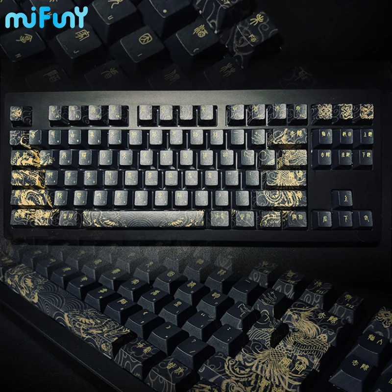 

MiFuny Artisan Keycap Set 151keys Dragon Phoenix Keyboard Caps PBT Cherry Profile Anime Keycaps for Mechanical Keyboard Gift