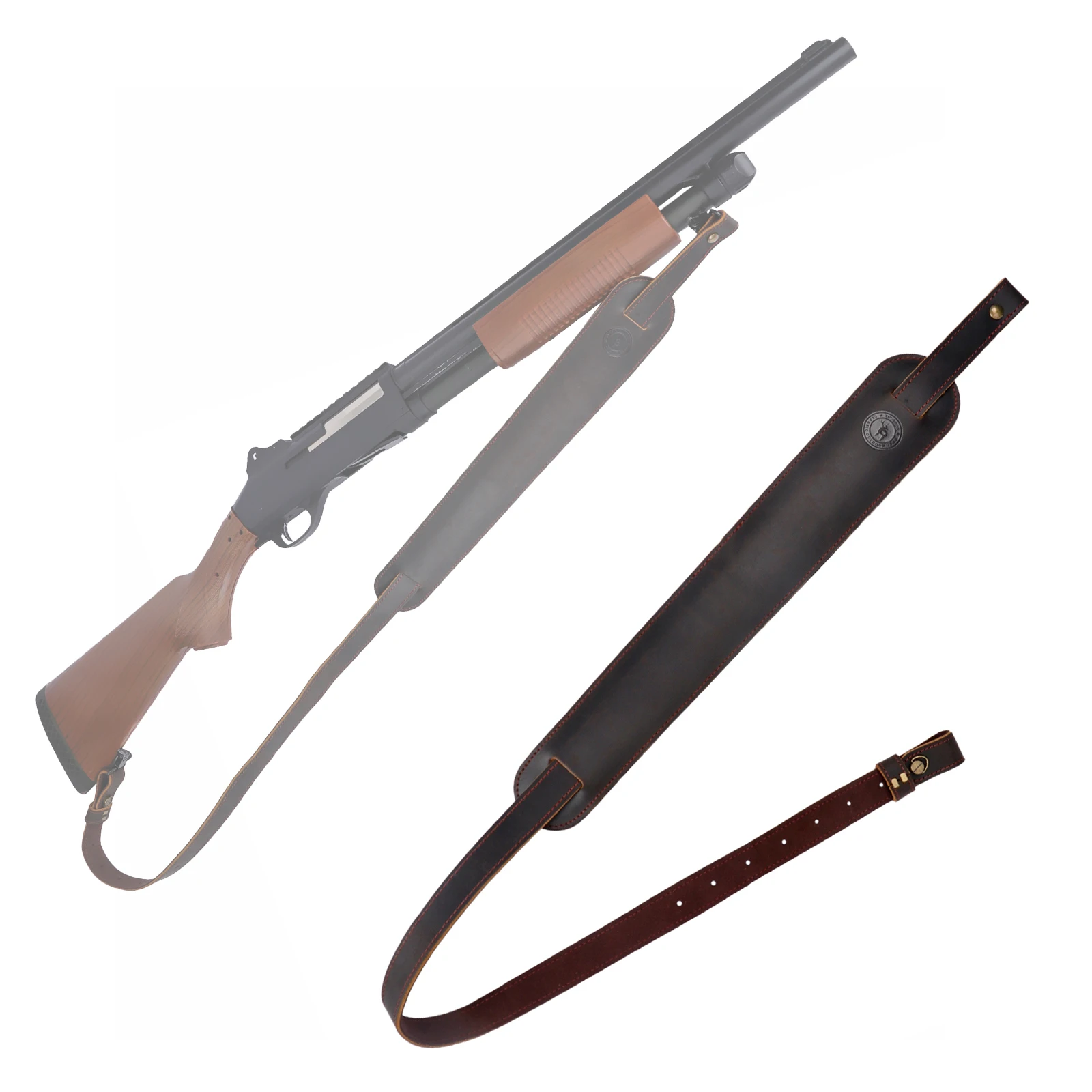 

Tourbon Hunting Accessories Leather Rifle Sling Gun Shoulder Strap with Swivels Adjustable Length 110cm Soft Padded Black