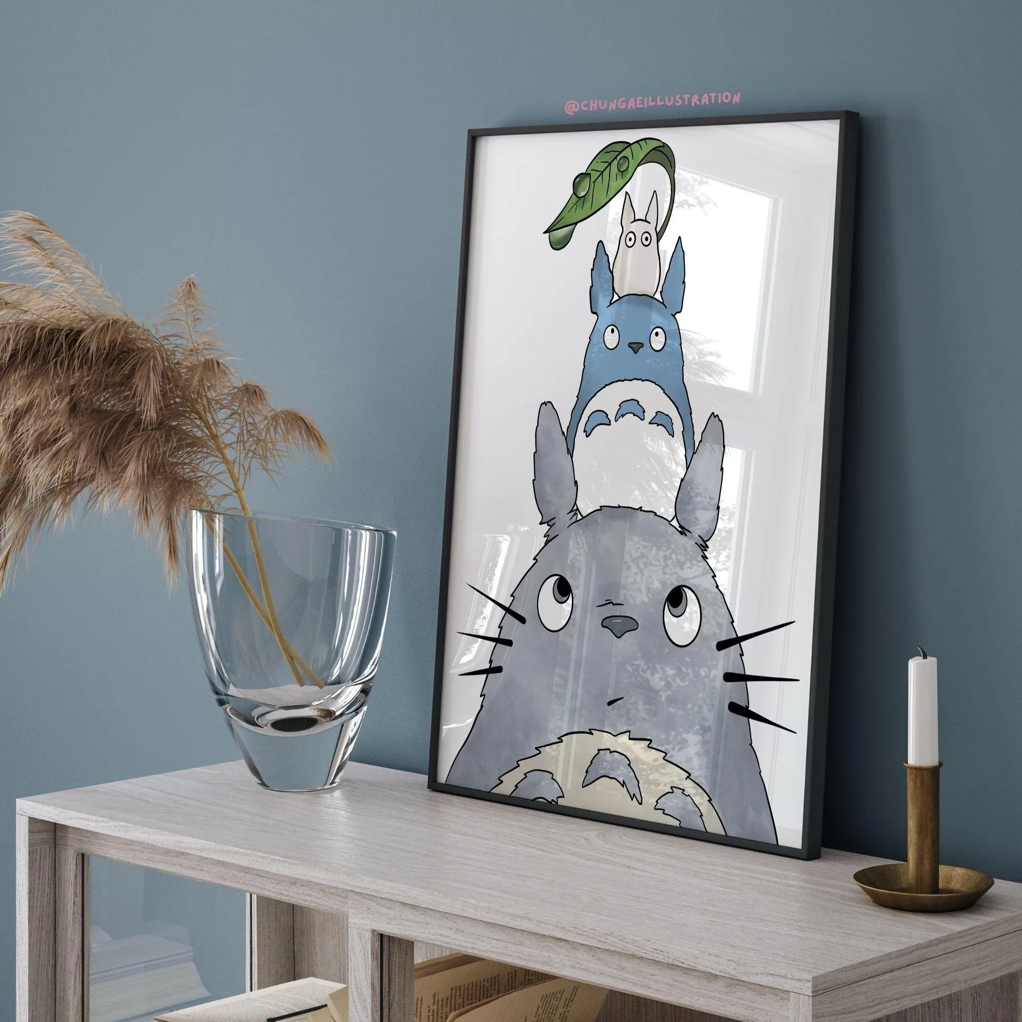 Impresión digital de Totoro, arte de pared de Studio Ghibli, lindo Totoro imprimible, decoración de habitación Ghibli, cartel de guardería de Totoro