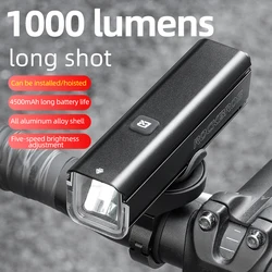 ROCKBROS 1000Lumen światło rowerowe inteligentne wibracje Sensing lampa rowerowa 5 trybów lampa przednia do roweru LED latarka latarnia akcesoria rowerowe