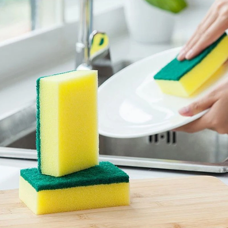 Cleaning Sponge Dish Scrubbing Brush Pot Scrubber Microfiber Dish Cloths Scouring Pads Cleaning Tools Kitchen Accessories