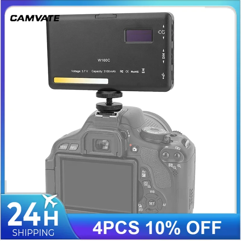 CAMVATE Bi-Color On-camera LED Video Light 2500 to 6500K 3100mAh with Shoe Adapter for DSLR Camera Monopod Tripod Photography