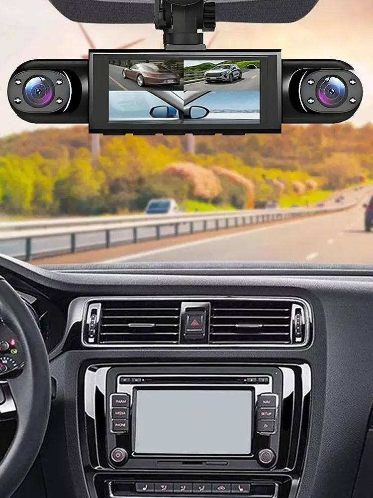 

Видеорегистратор для автомобиля, 4-канальный, 1080P, с монитором и картой памяти 32 ГБ, с изображением сзади и для слепых зон (левая, правая, передняя)