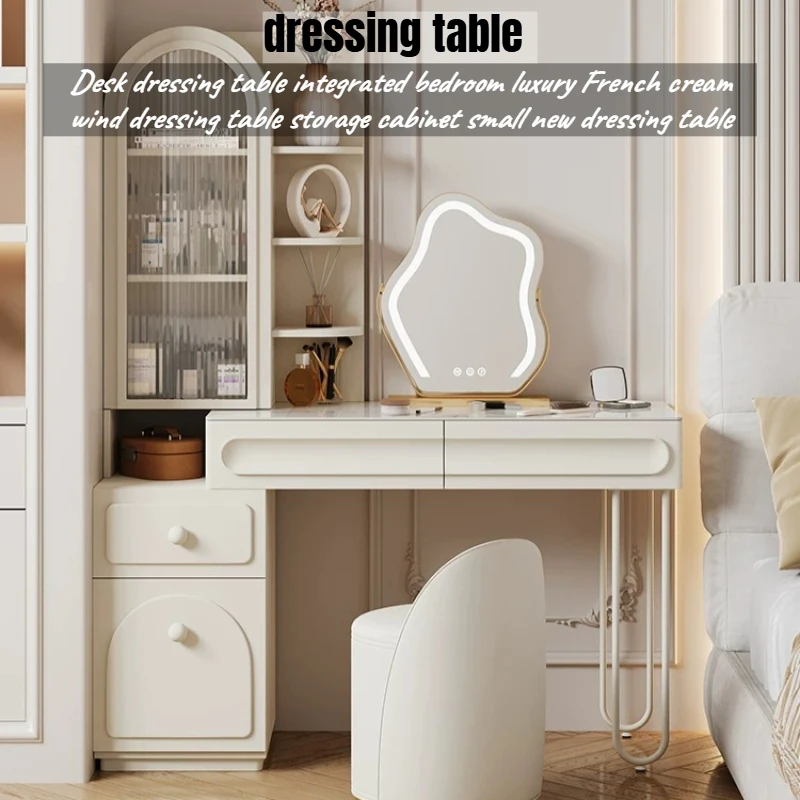 Tocador con espejo blanco y cajones, mueble de almacenamiento de madera para dormitorio, mesa de maquillaje, mobiliario de habitación