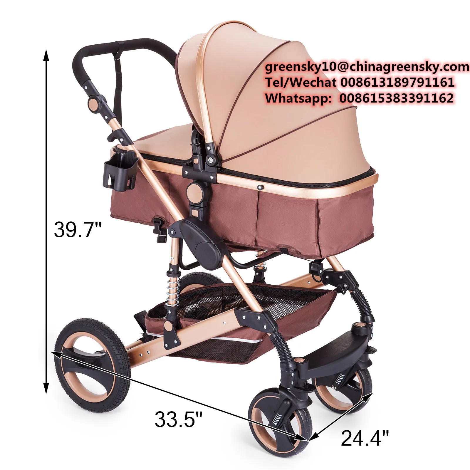 Europe Market Newborn High Landscape Baby Pram Car Seat Travel Baby Carriage Strollers Folding 3 in 1 Baby Pram Stroller