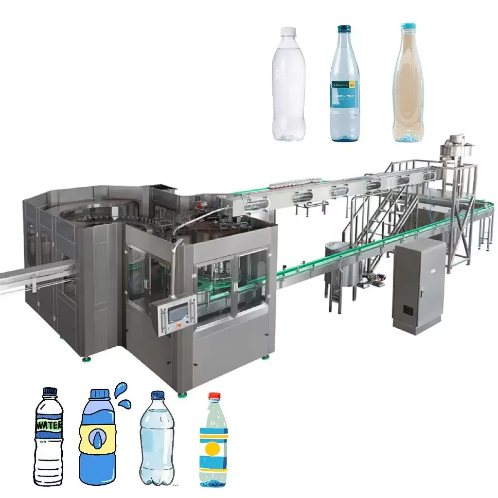 Custom Fully Automatic 4 Head Purified Water Filling Machine Stainless Steel Conveyor Bottling Line 380V