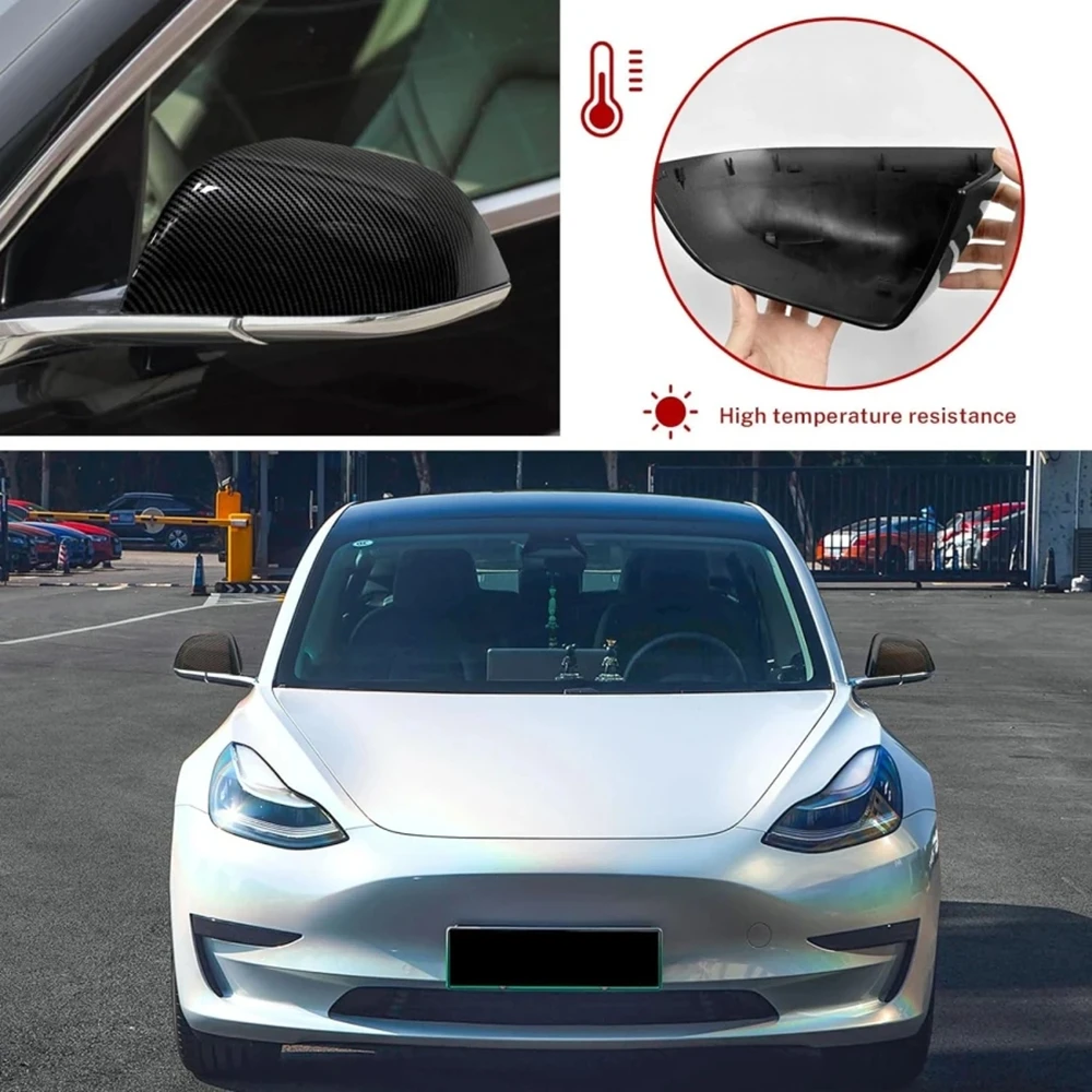 

​2PCS Side Mirror Covers For Newest Tesla Model 3+ 2024 Highland ABS Carbon Fiber Rearviews Mirror Cap Passenger and Drive Side