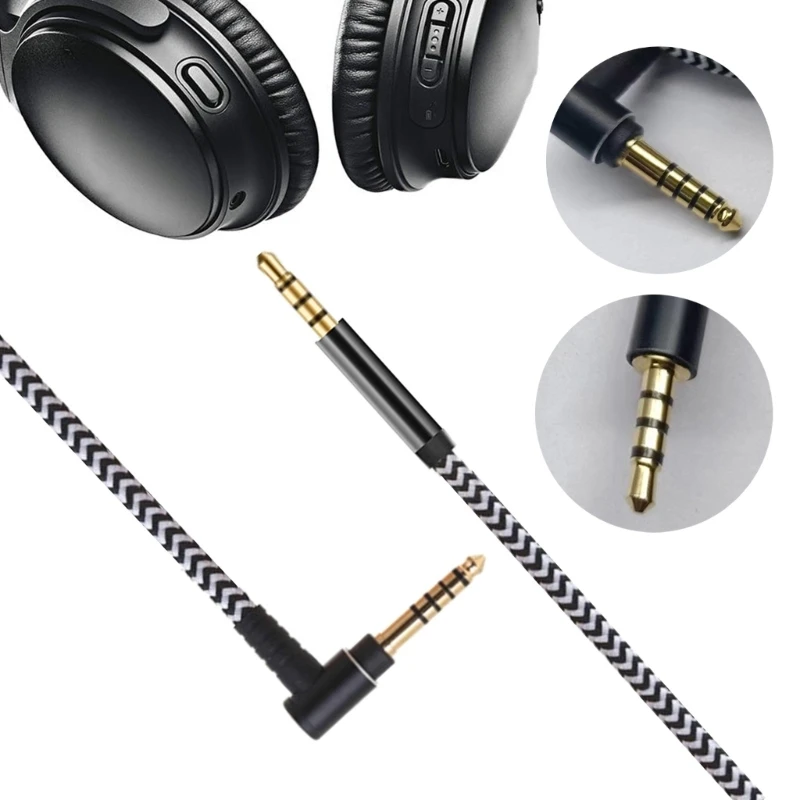 Kabel Headphone Kabel Headset untuk QC25 QC35 QC45 QC35Ⅱ Headphone Konektor Pelat Emas Kabel Aux Nilon Kabel Headphone D46B