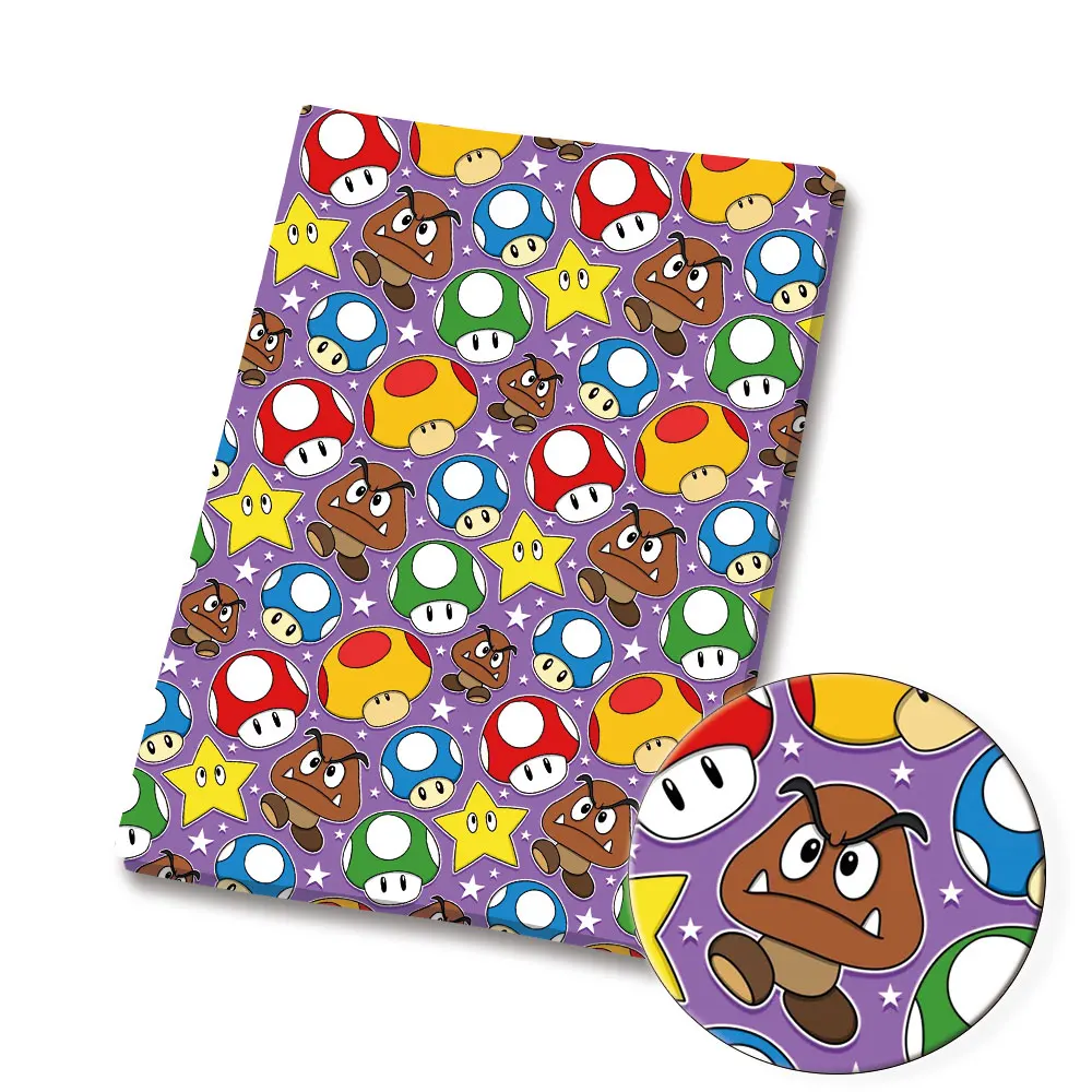 Fabric140ผ้าฝ้าย Game Mario 100*50ซม. งานเย็บปะผ้าควิลท์งานเย็บปะผ้าผืนผ้าพิมพ์สำหรับเด็ก