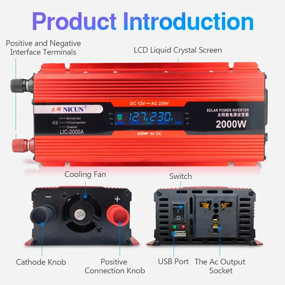 2000W Solar Panel System Kits For Home With 1000W 2000W Solar Panel 100A Charge Controller 220V Inverter 10Ah30Ah LFP Battery