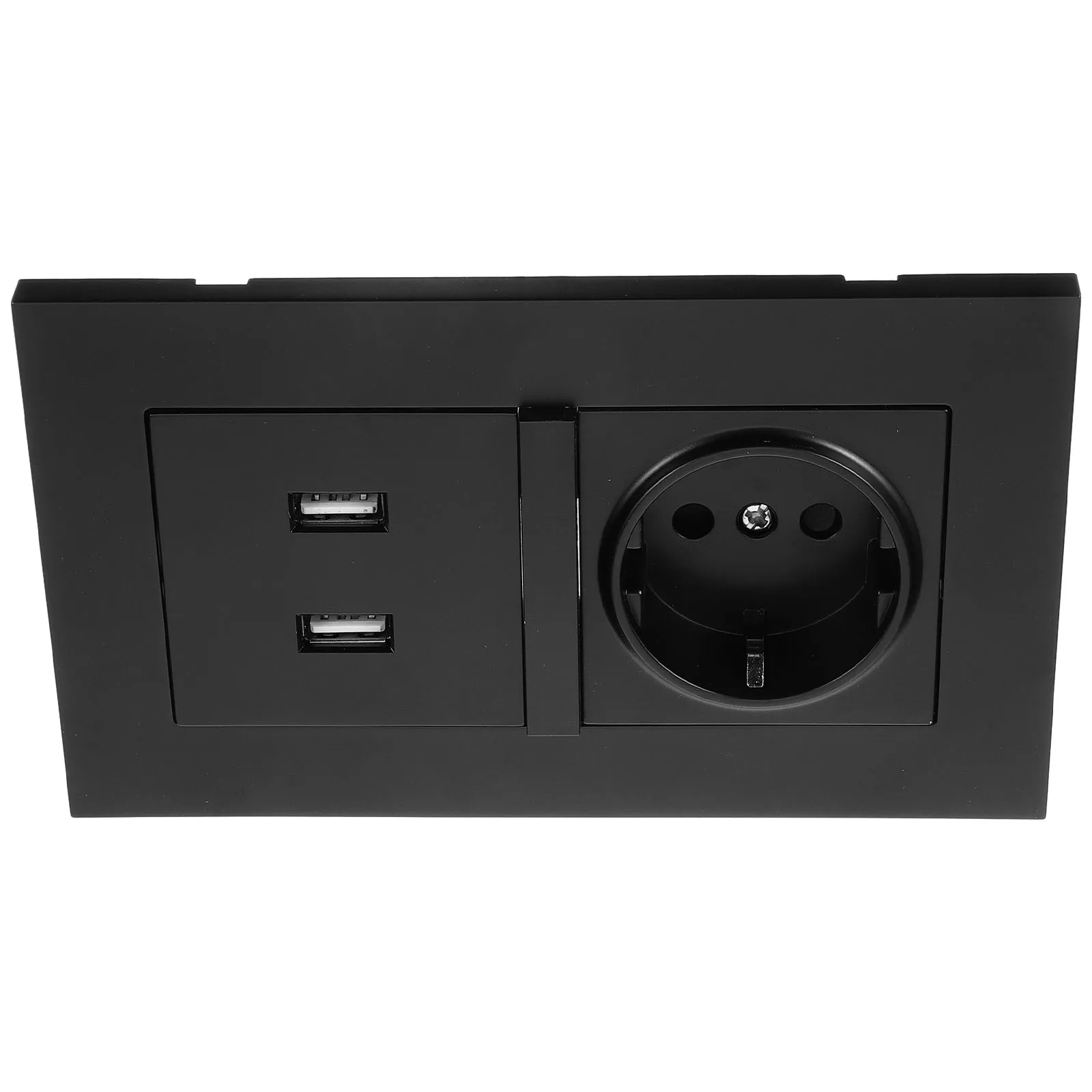 

European USB Socket Wall Power Supply Standard 86-Type Panel Black Dual USB Interface Two Prong Outlet Mobile Phone