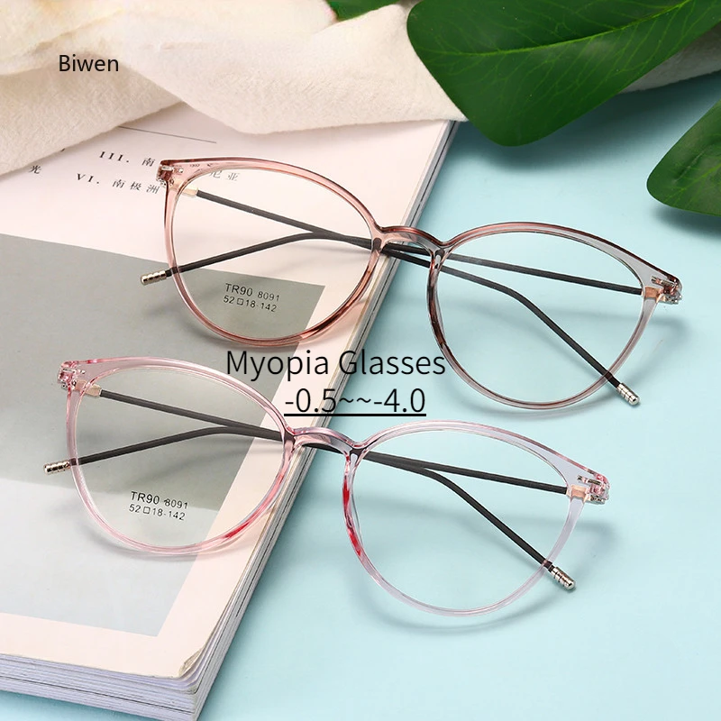 

Transparent Cat Eyes Myopia Glasses Women Men Ultralight Nearsighted Shortsighted Eyeglasses Diopters With Minus -1-1.5-4 gafas