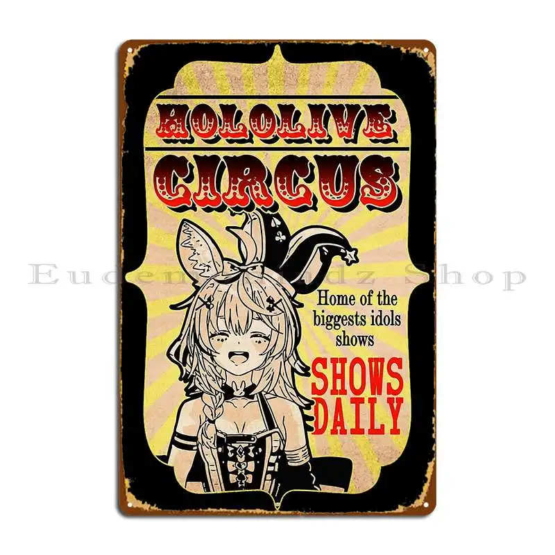 Cartel de Metal de circo Omaru Polka Hololive, Mural de hierro, decoración de pared, cartel de estaño personalizado para cine