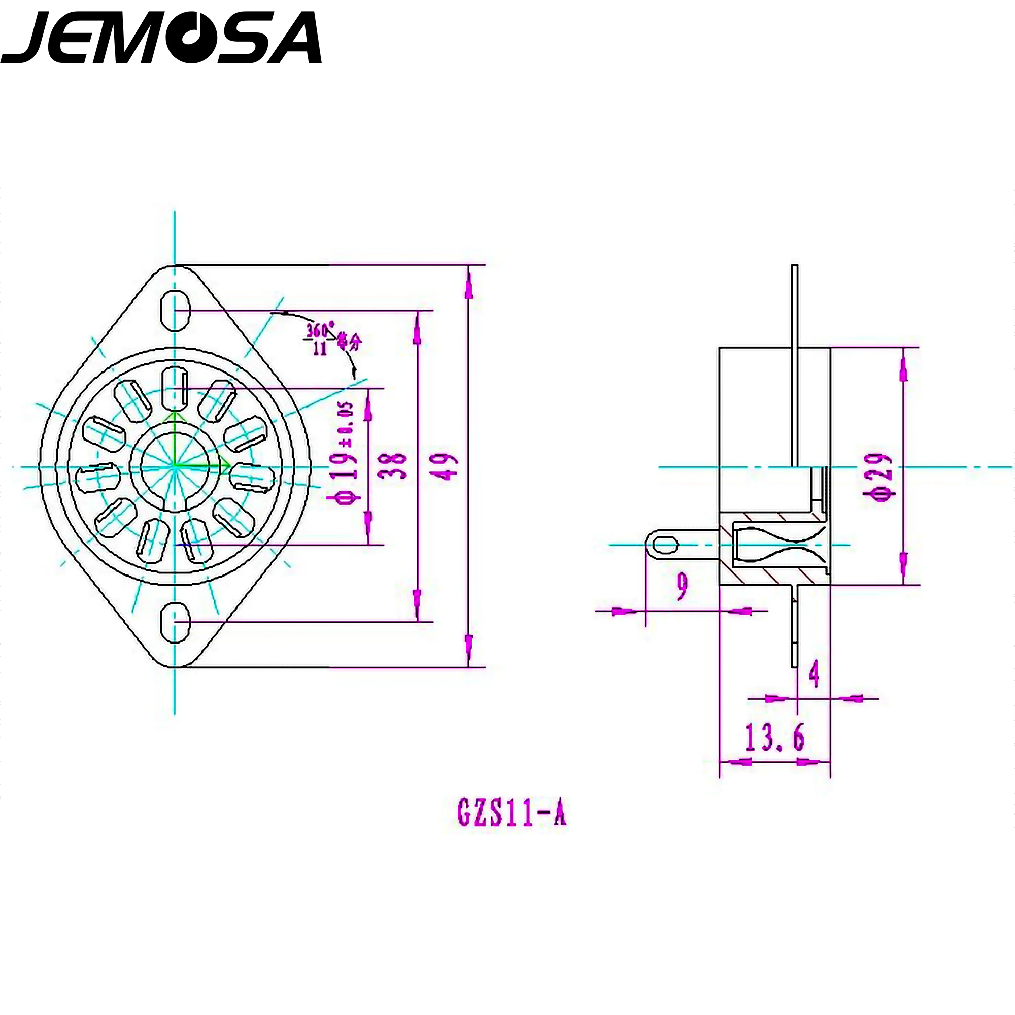 2 pçs 11pin tubo soquete baquelite GZS11-A soquetes válvula tubo de vácuo amplificador áudio do vintage alta fidelidade