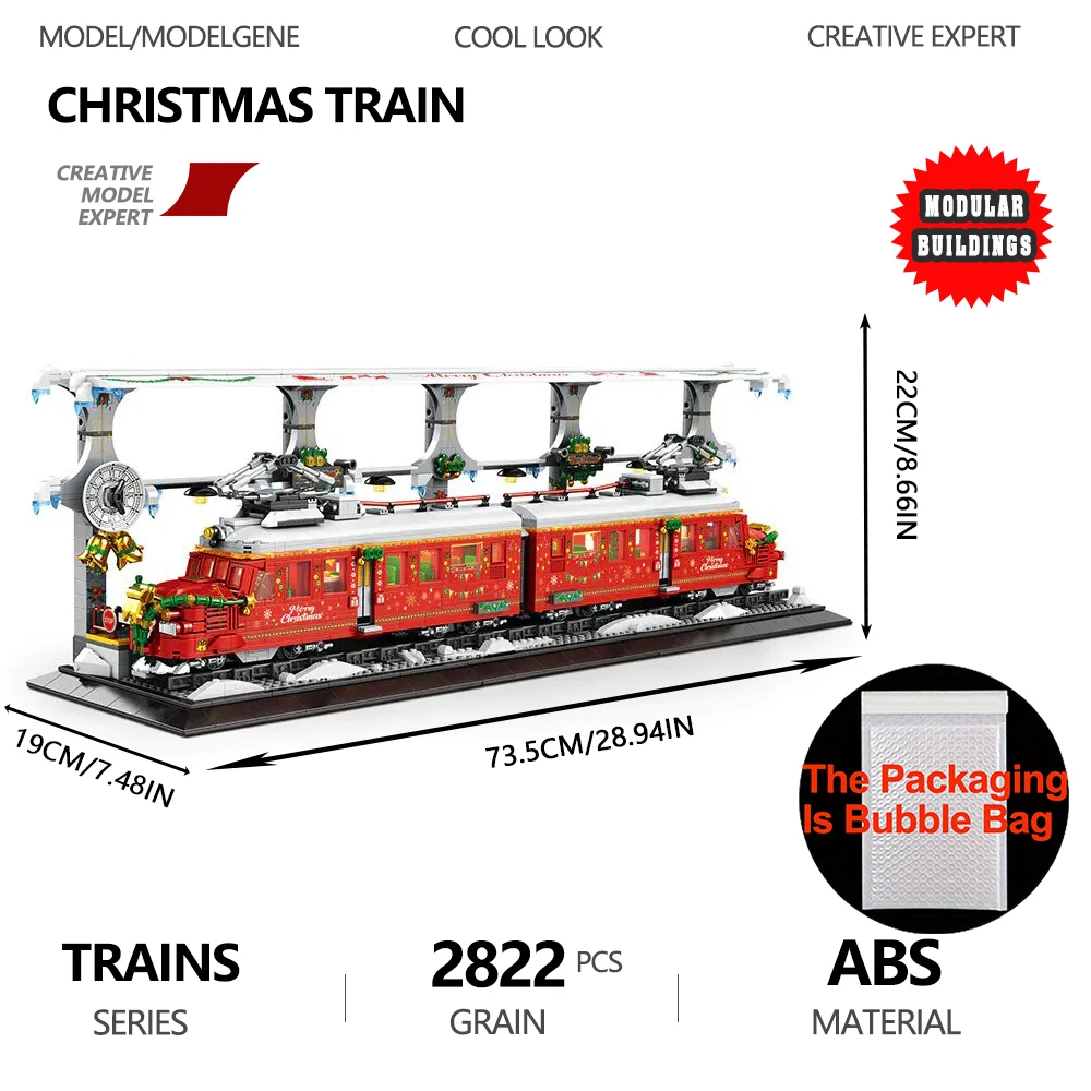 Kerst Treinstation Street View Bouwstenen Puzzel Moc Model Bakstenen Assemblage Klassiek Verjaardagscadeau Speelgoed voor Kid Kinderen