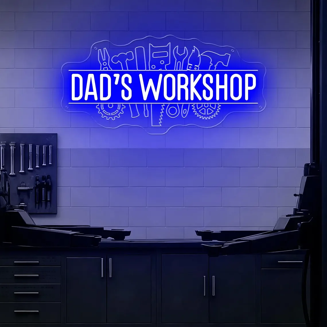 Custom Workshop Neon Sign,Personalized Man Cave Decor, Workshop Sign, Dad's Shed Decor,Garage Wall Sign,Dad Gift