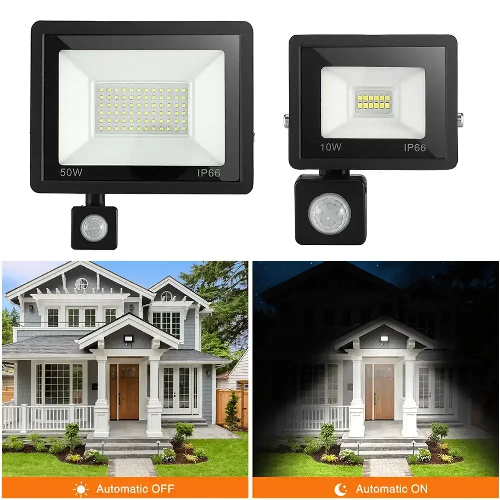 

1Pcs LED Flood Light Spotlight AC220V 100W 200W IP66 Waterproof LED Black Shell Garden Street Gate Wall Floodlights