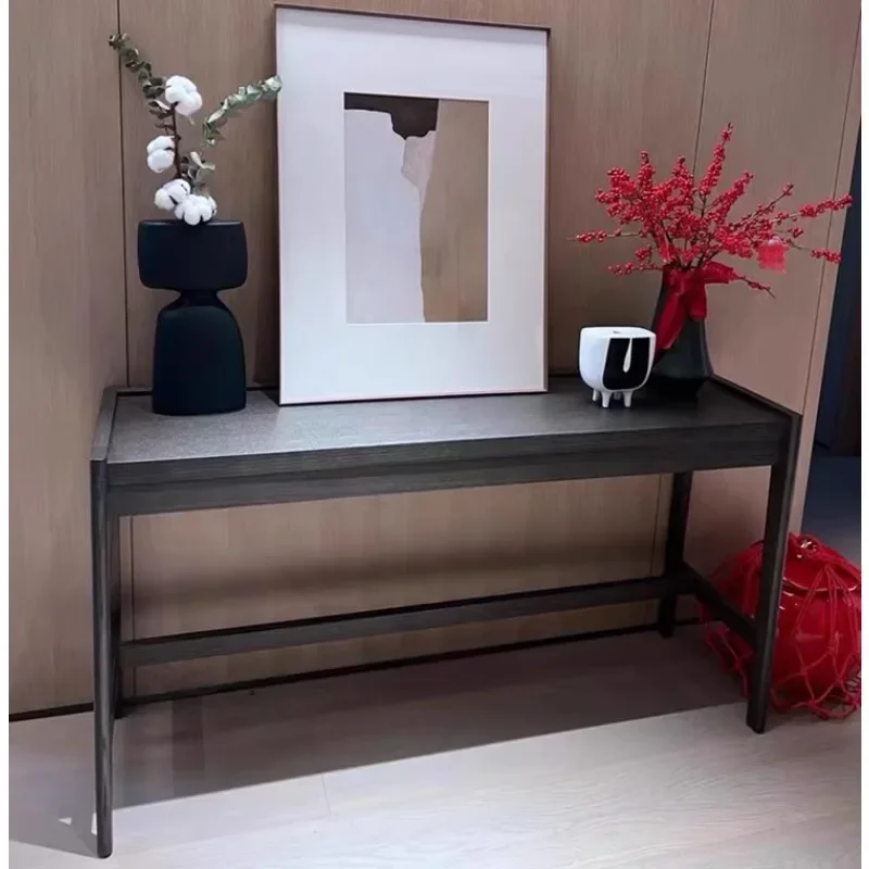 Entrance table, ash wood homestay case, a few walnut strips, solid wood table, super narrow