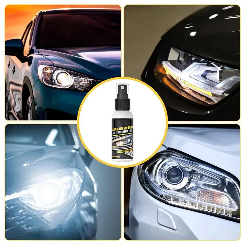 Spray de restauración de faros delanteros, eliminador de arañazos de vehículos, resistente al calor, limpiador de luz de cabeza protectora para automóviles, larga duración, 50ml