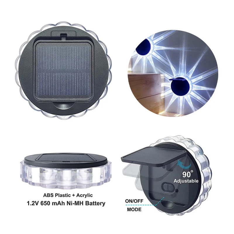 Solar Wall Lamp Petal Shaped 90 Degree Adjustable Outdoor Lighting Garden Decorative Light Solar Fence Light Lawn Light