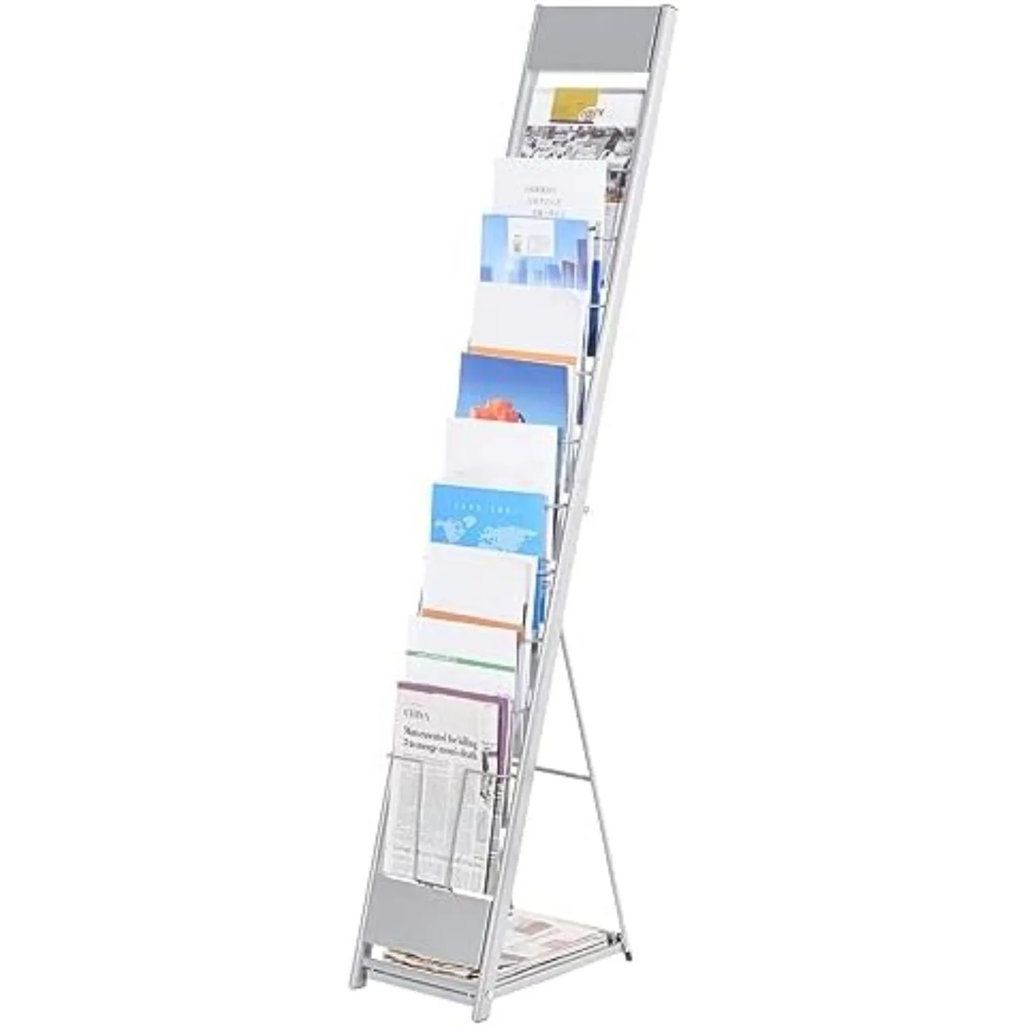 Detachable Magazine Display Racks Floor Standing 10 Layers Brochure Stand Catalog Literature Holder for Hotel