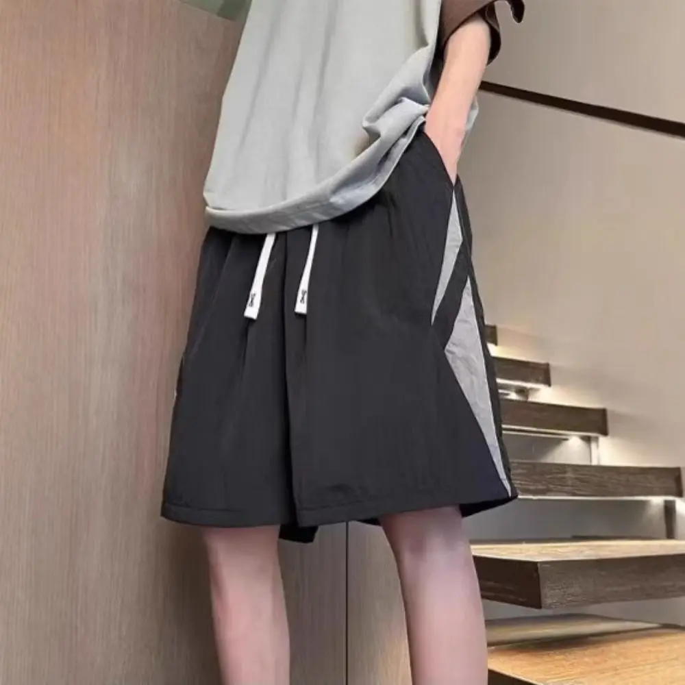 

Simple Loose Casual Thin Shorts High Waist Drawstring Wide Leg Shorts Beach Summer Knee Length Pants Students