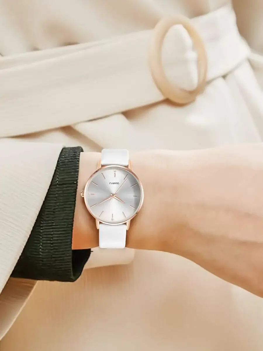 One Pack Luckyfox Dry Battery Operated Ladies' Minimalist Unconventional Luxury Quartz Watch With Round Dial And Bar Scale