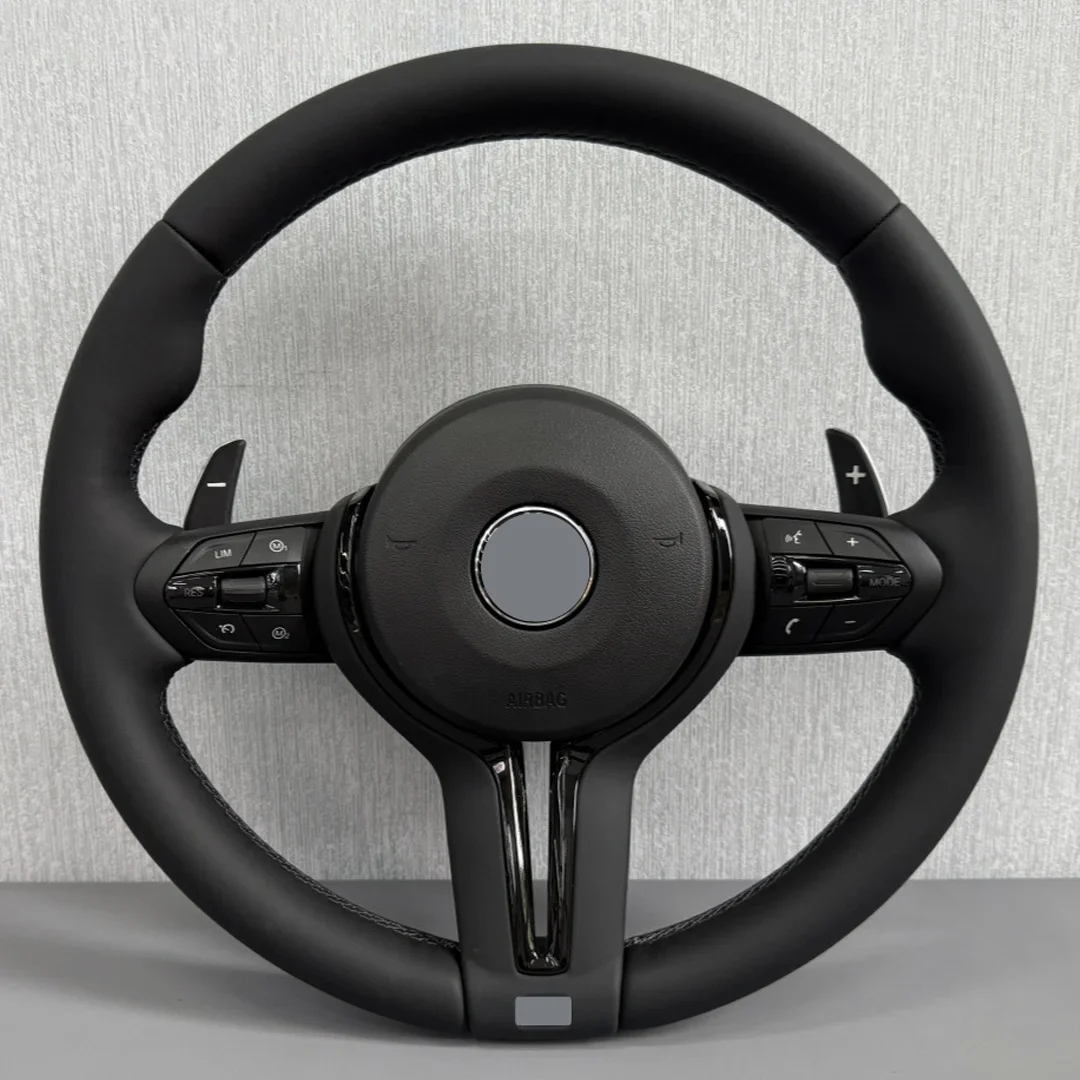 Black Leather M Sporty Steering Wheel For BMW F01 F30 F10 F11 F20 F21 F25 F31 F34 F32 F33 F36 F22 F23 F46 F35 F80 F36 M3 M5 M6