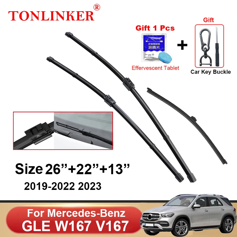 TONLINKER Car Wiper Blades For Mercedes Benz GLE W167 X167 Suv 2019-2022 2023 GLE 350 300d 400d 450 53 63 4MATIC Car Accessories