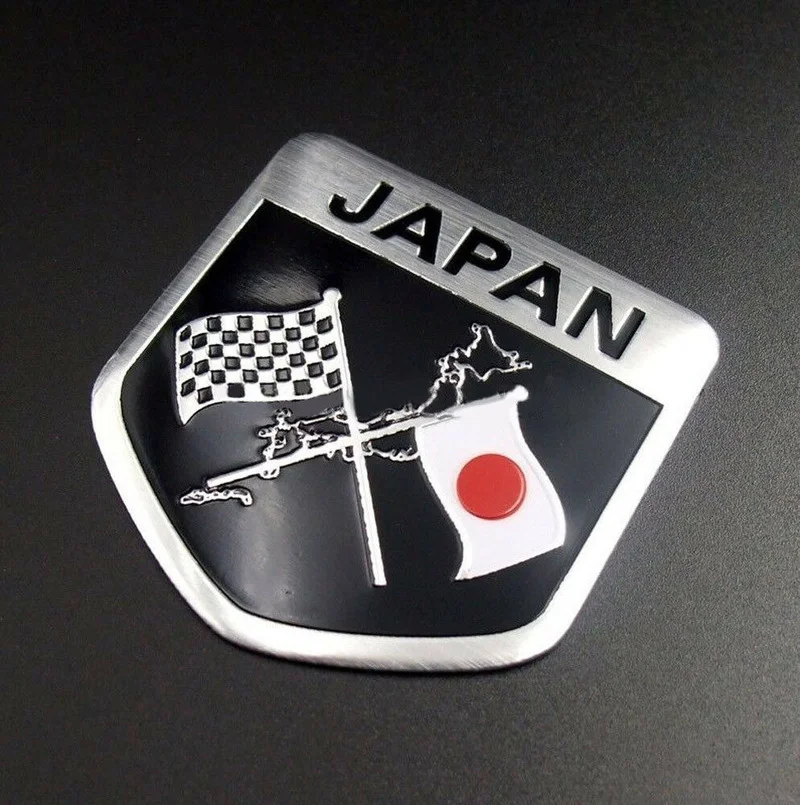 Japan Japanese Flag Shield Emblem Metal Badge Car Truck Motorcycle Body Bumper Garnish Styling Sticker Universal Exterior Parts