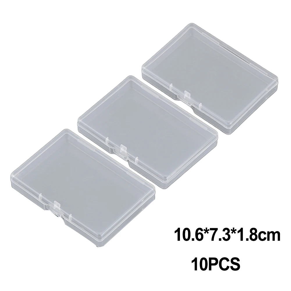 10pcs Transparent Plastic Storage Box Rectangle Box Case For Parts Tools Storage Box Jewelry Earring Display Case Bead Container