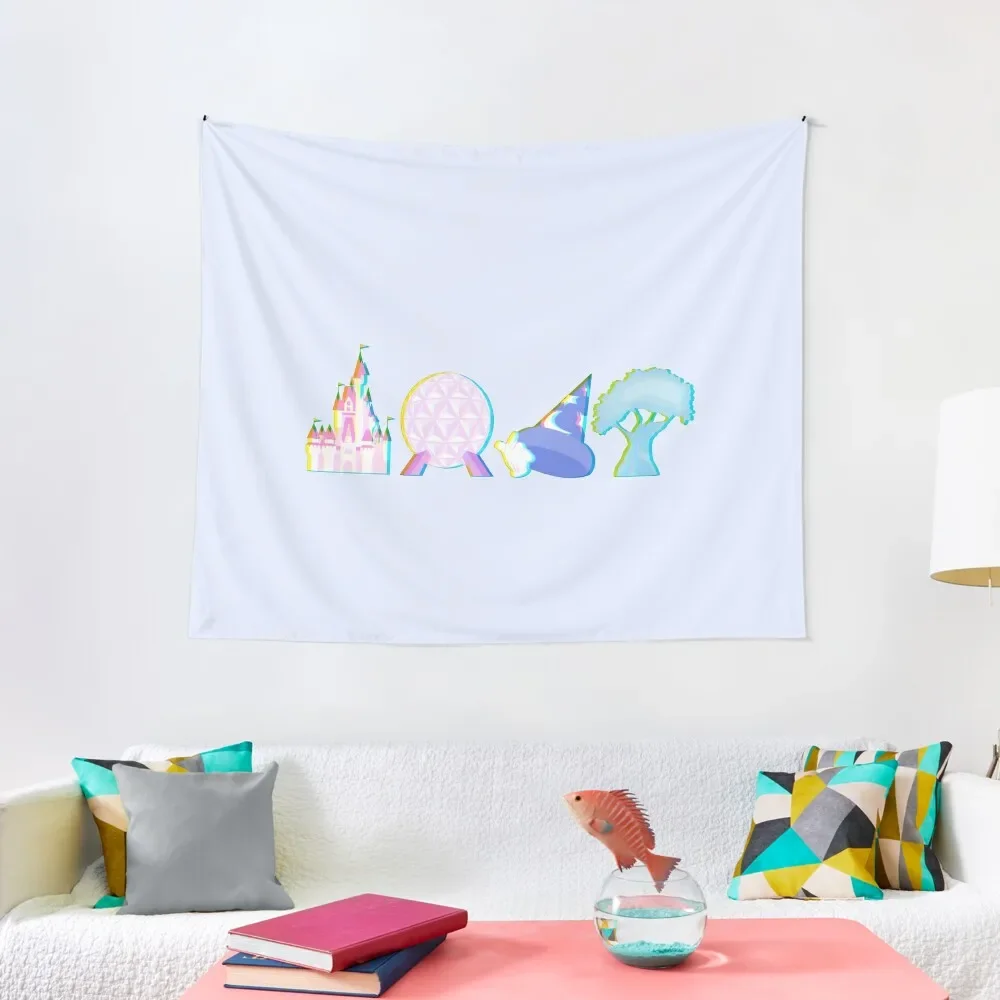 

Glitched Four Park Icons Tapestry Aesthetic Room Decor Korean Carpet On The Wall Tapestry