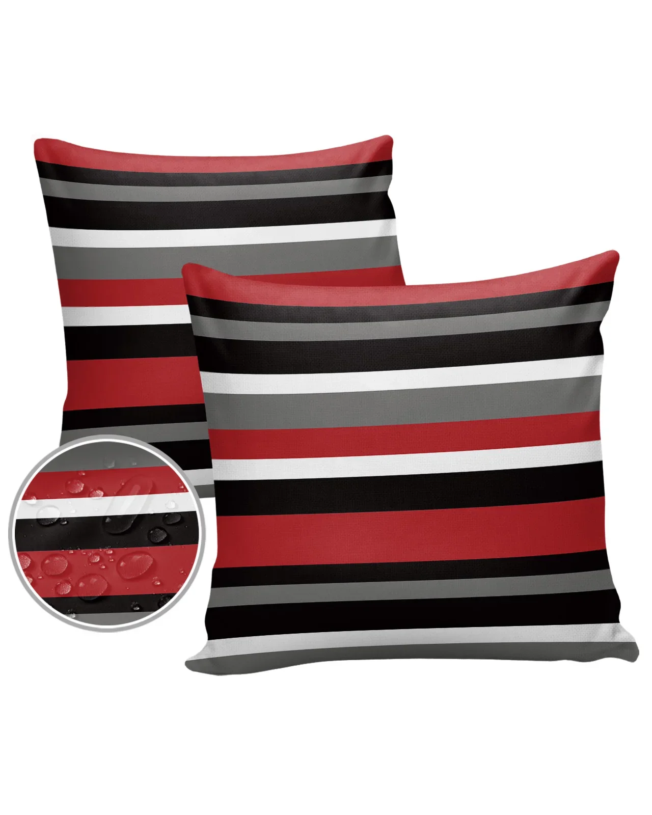 2/4PCS Outdoor Garden Chair Waterproof Cushion Cover Red Black White Stripes Geometric Home Decor 40/45/50/60/66cm Pillow Case