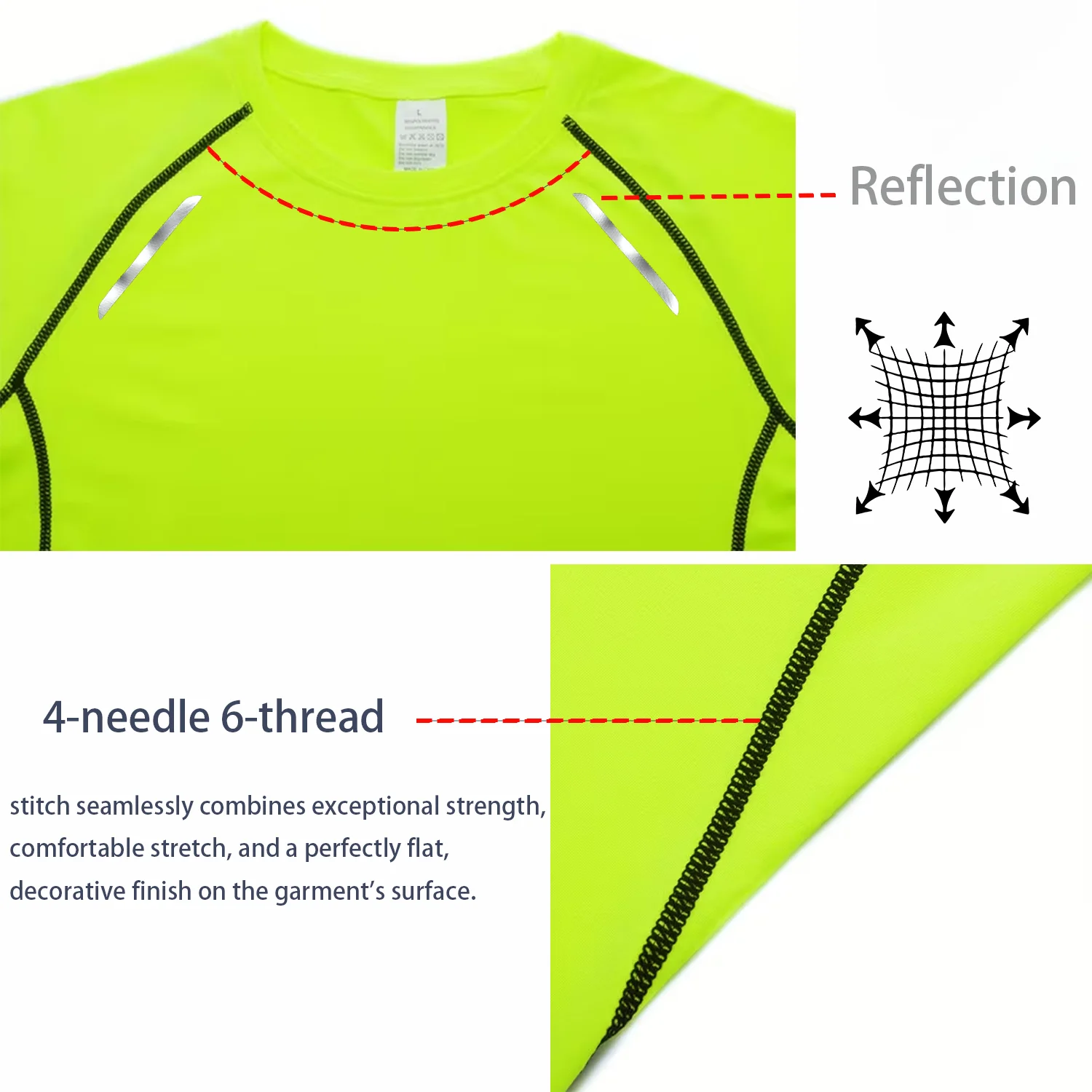 Men's Reflective Stripe Quick Dry Compression T-Shirt - Elastic Athletic Workout Top for Running, Gym, Fitness image 5