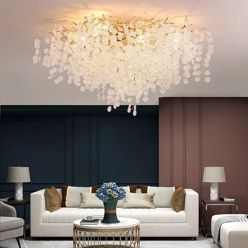 Modern Luxury Crystal Ceiling Chandelier Money Tree Design Pendant Light For Living Dining Room Bedroom Home Hotel