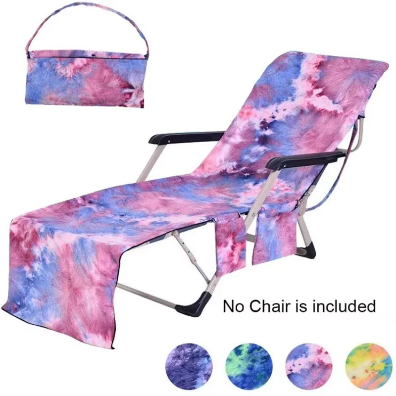 

2024 High Quality Eco-Friendly Summer Lounge Chair Cover Microfiber Recliner with Side Pocket for Sunbathing Sling Beach Towel